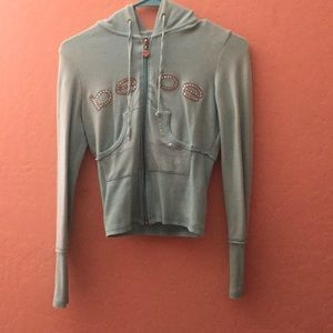 Blue bebe sweater with rhinestones